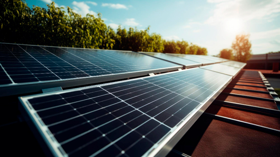 Techo con paneles solares instalados